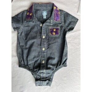 UNI Panthers babyGAP Denim Bodysuit Custom Purple & Gold Northern Iowa 12-18 mo